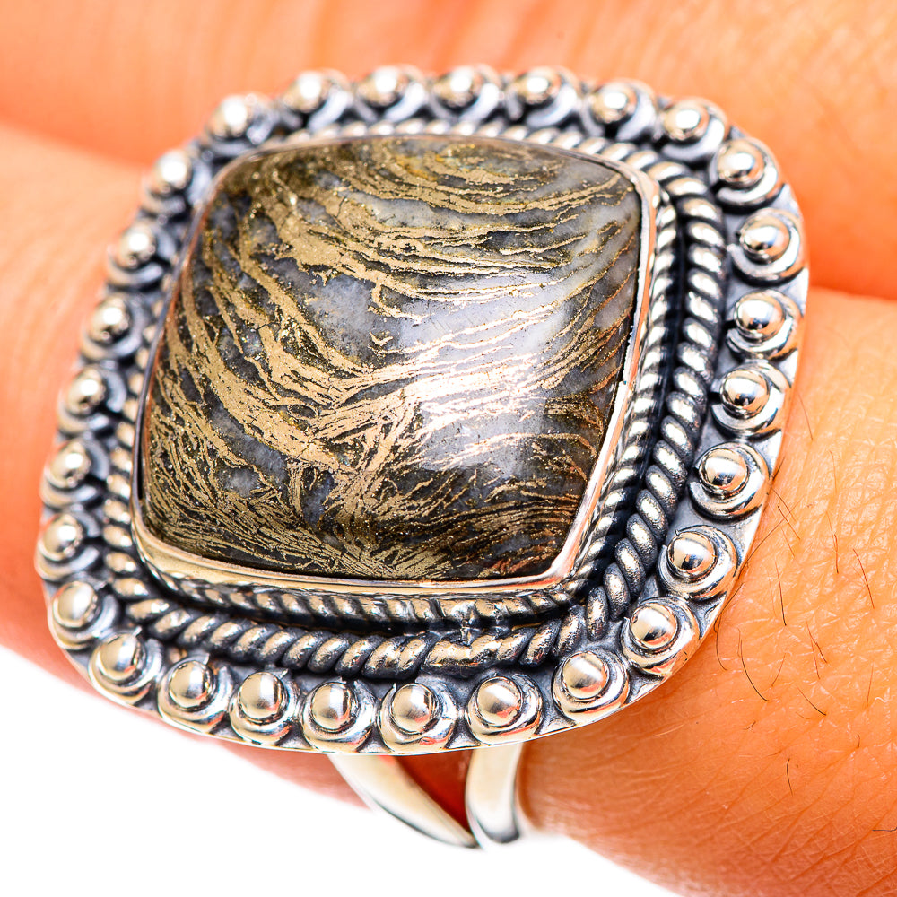 Pyrite Agate Rings handcrafted by Anasilvercos - RING107346