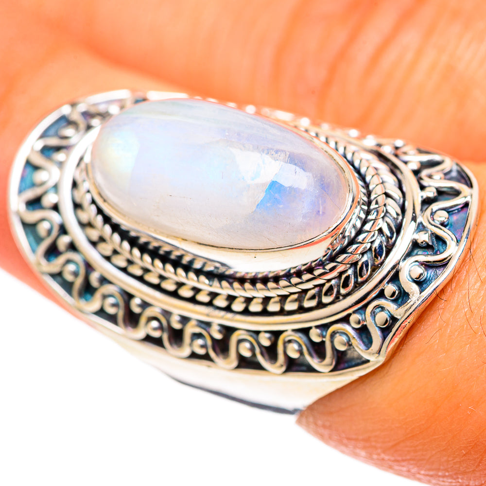 Rainbow Moonstone Rings handcrafted by Anasilvercos - RING107350