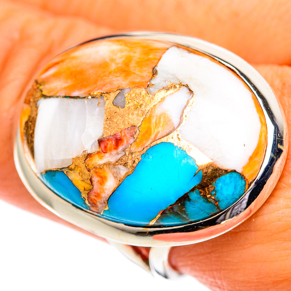 Spiny Oyster Turquoise Rings handcrafted by Anasilvercos - RING107354