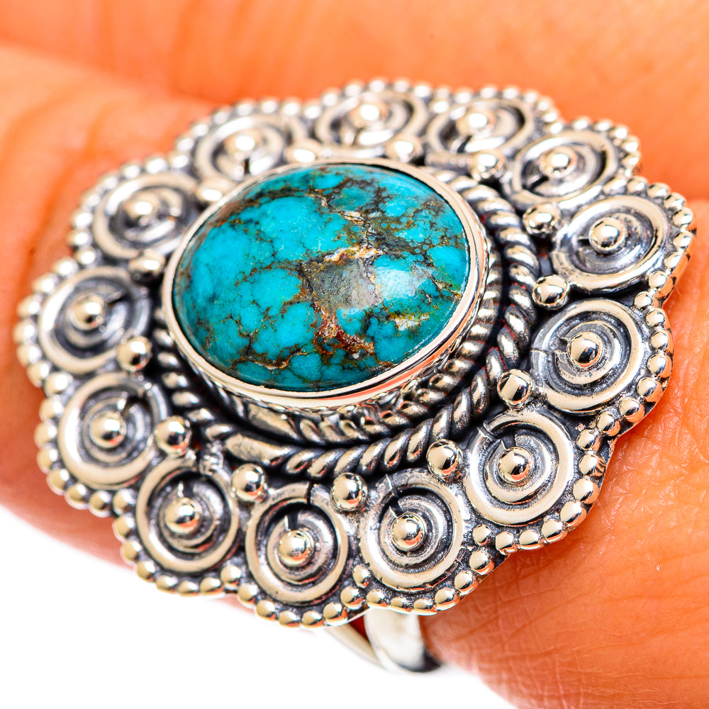 Blue Copper Composite Turquoise Rings handcrafted by Anasilvercos - RING107358