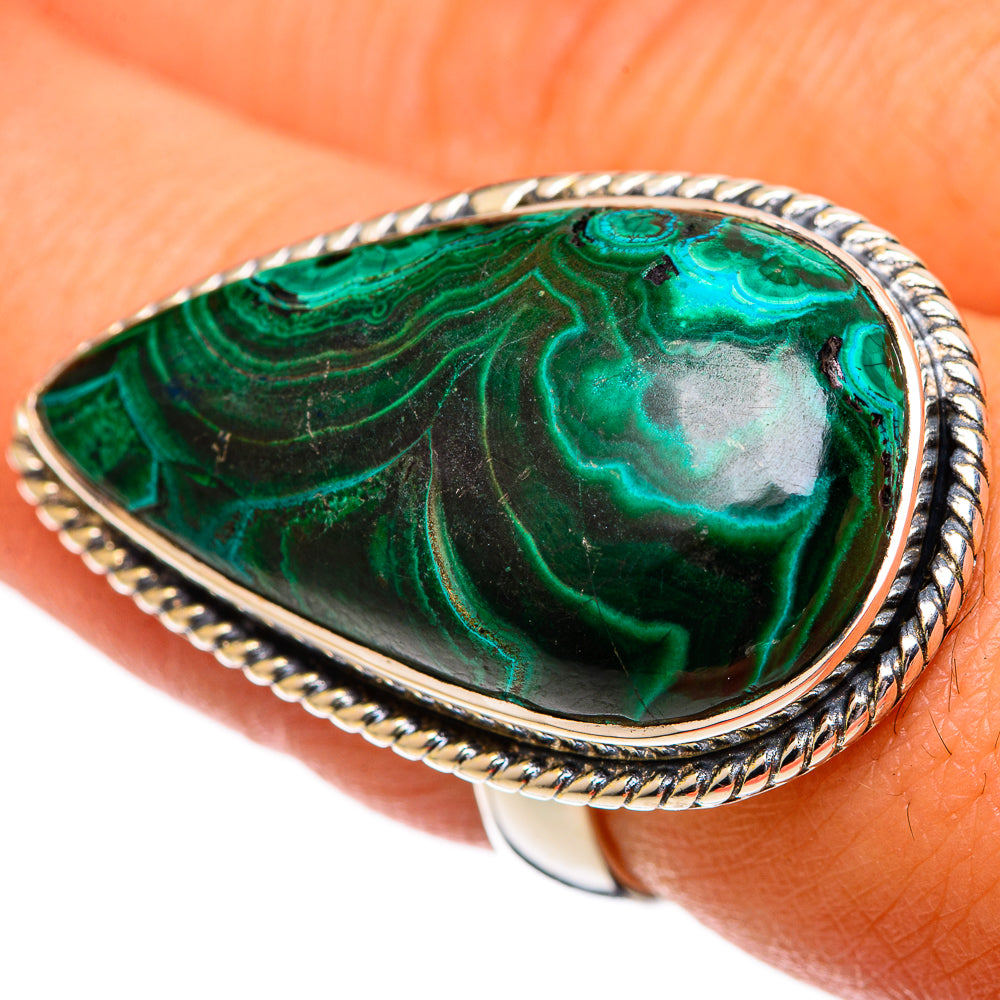 Malachite In Chrysocolla Rings handcrafted by Anasilvercos - RING107367