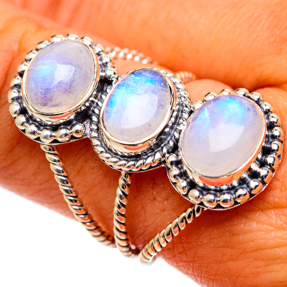 Rainbow Moonstone Rings handcrafted by Anasilvercos - RING107400