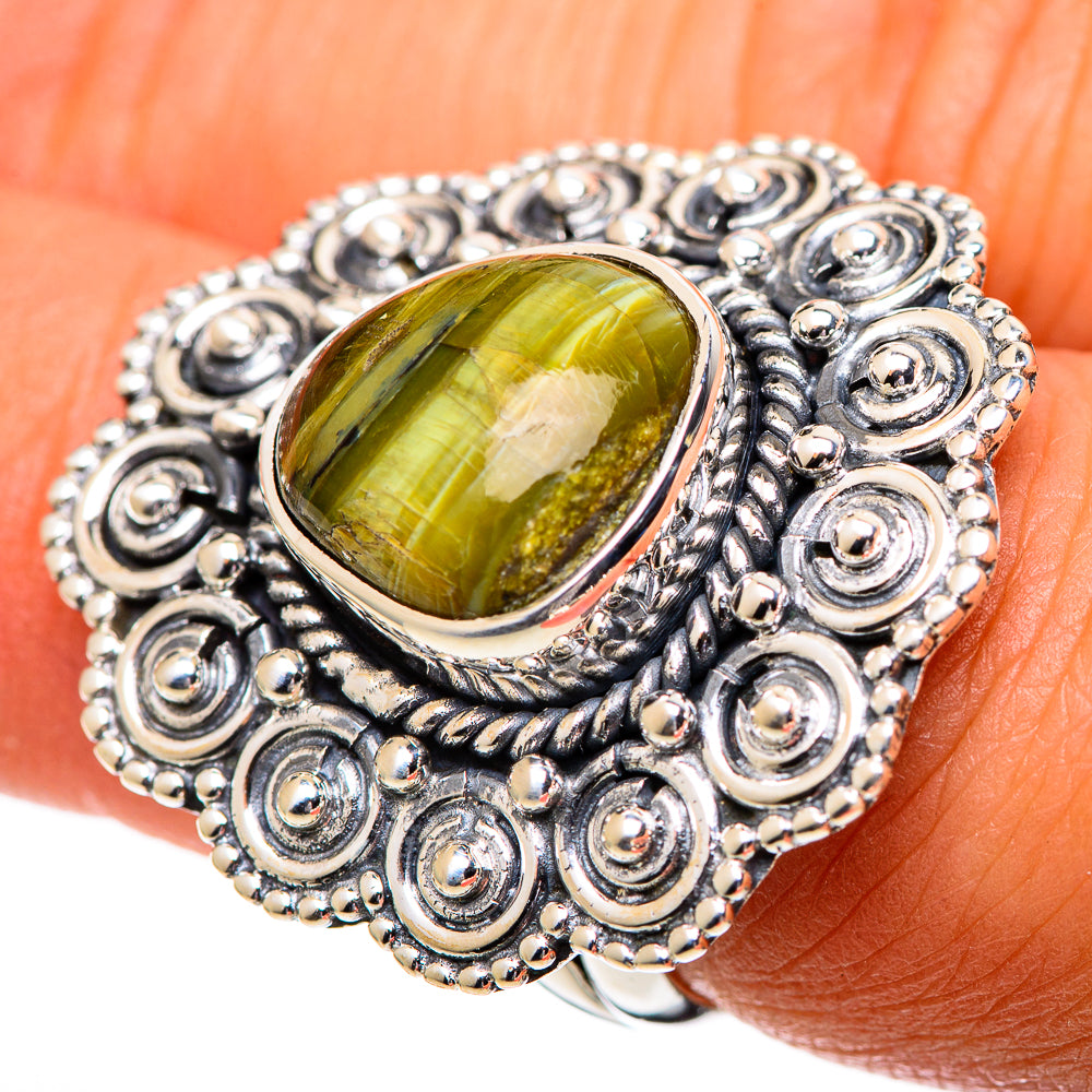 African Green Opal Rings handcrafted by Anasilvercos - RING107416