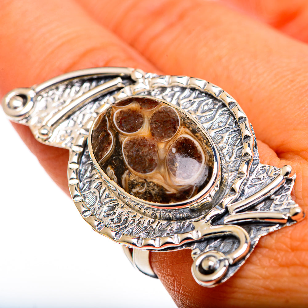 Turritella Agate Rings handcrafted by Anasilvercos - RING107421