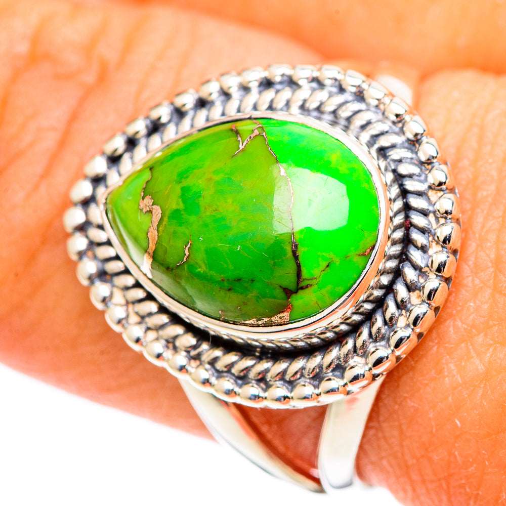 Green Copper Composite Turquoise Rings handcrafted by Anasilvercos - RING107439