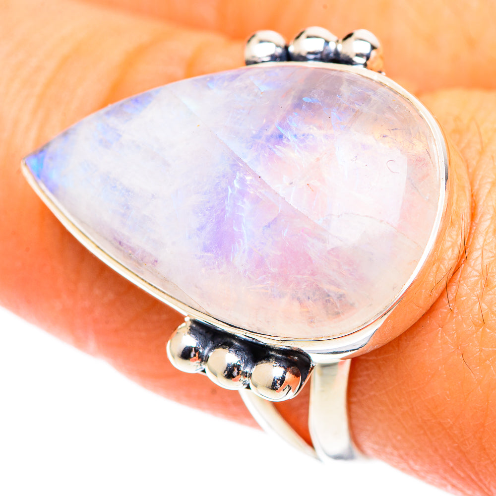 Rainbow Moonstone Rings handcrafted by Anasilvercos - RING107457