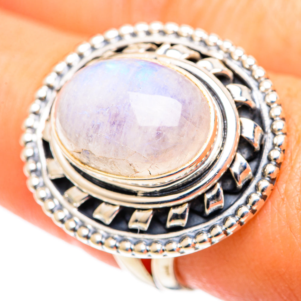 Rainbow Moonstone Rings handcrafted by Anasilvercos - RING107458