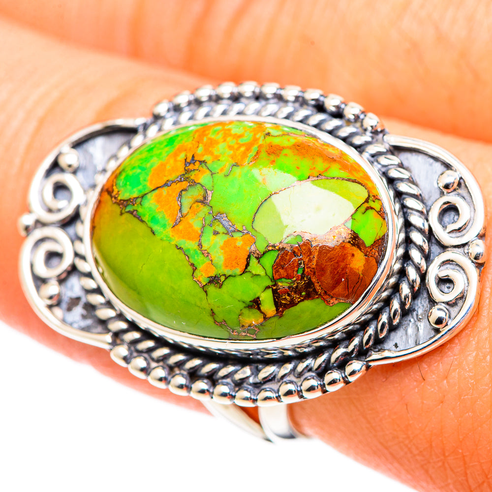 Green Copper Composite Turquoise Rings handcrafted by Anasilvercos - RING107473