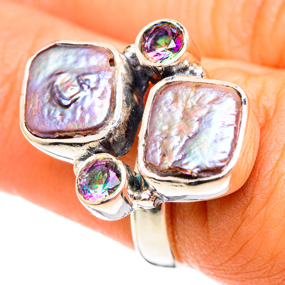 Titanium Mother Of Pearl Rings handcrafted by Anasilvercos - RING107489