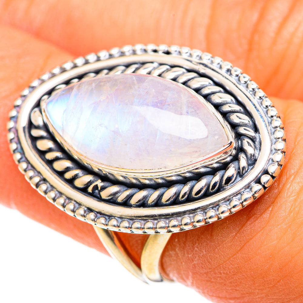 Rianbow Moonstone Rings handcrafted by Anasilvercos - RING107493
