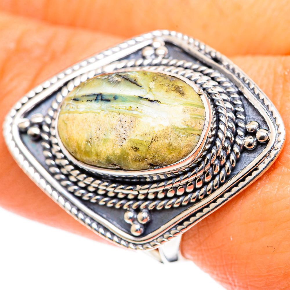 African Green Opal Rings handcrafted by Anasilvercos - RING107509