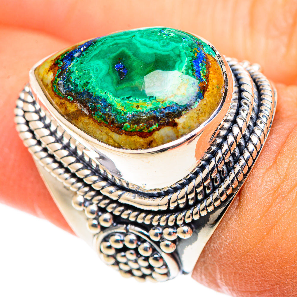 Malachite In Chrysocolla Rings handcrafted by Anasilvercos - RING107565