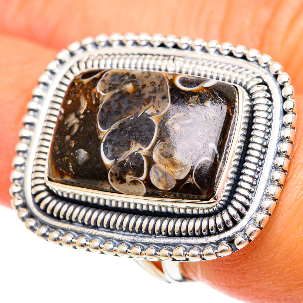 Turritella Agate Rings handcrafted by Anasilvercos - RING107609