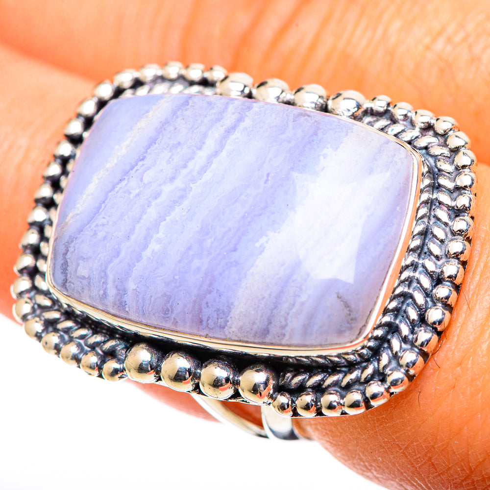 Blue Lace Agate Rings handcrafted by Anasilvercos - RING107632