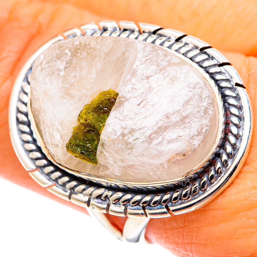 Green Tourmaline in Quartz Rings handcrafted by Anasilvercos - RING107634