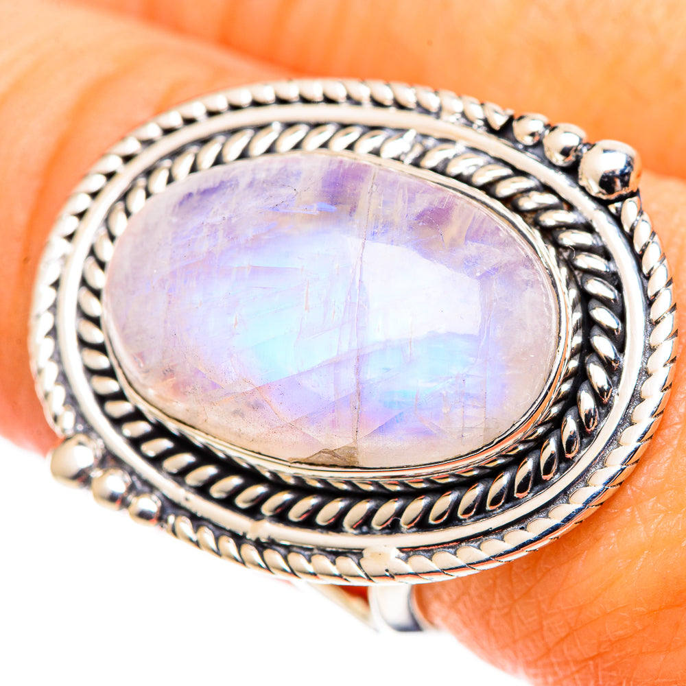 Rainbow Moonstone Rings handcrafted by Anasilvercos - RING107635