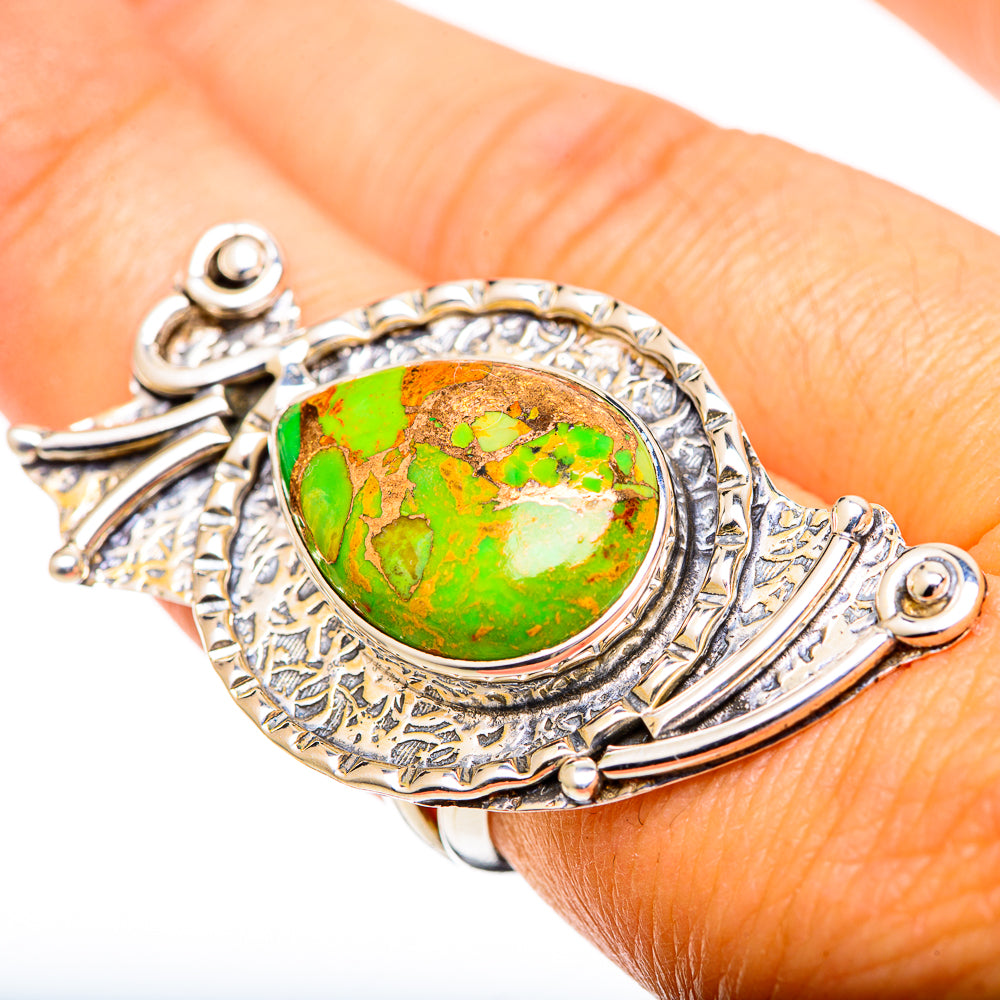 Green Copper Composite Turquoise Rings handcrafted by Anasilvercos - RING107658