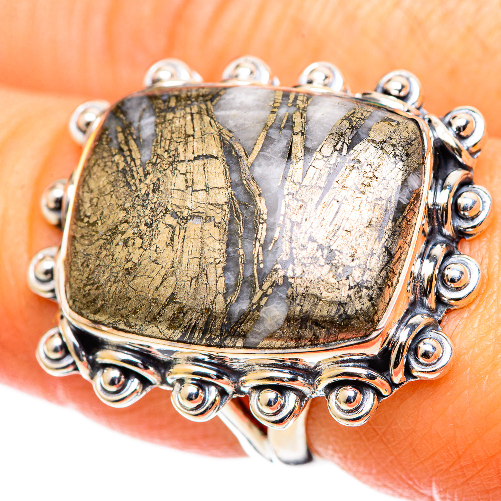 Pyrite Agate Rings handcrafted by Anasilvercos - RING107674