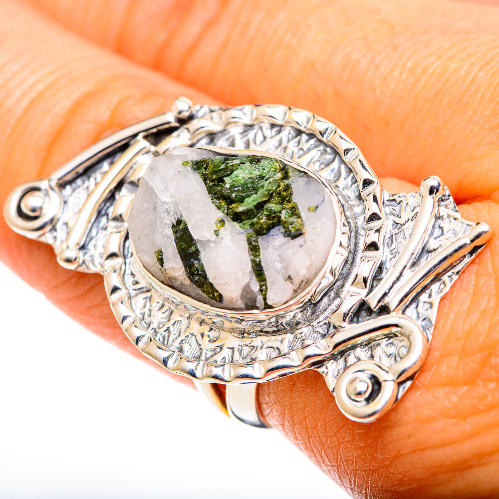 Green Tourmaline in Quartz Rings handcrafted by Anasilvercos - RING107693