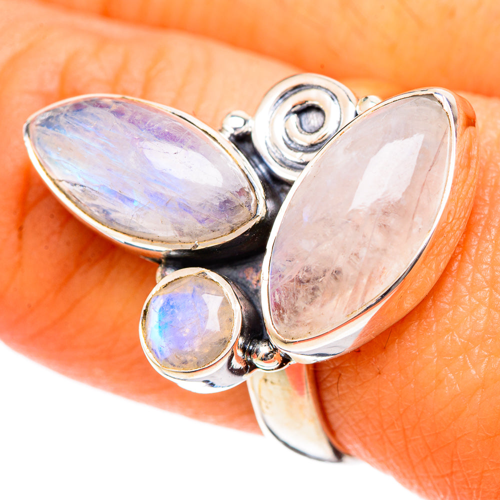 Rainbow Moonstone Rings handcrafted by Anasilvercos - RING107755