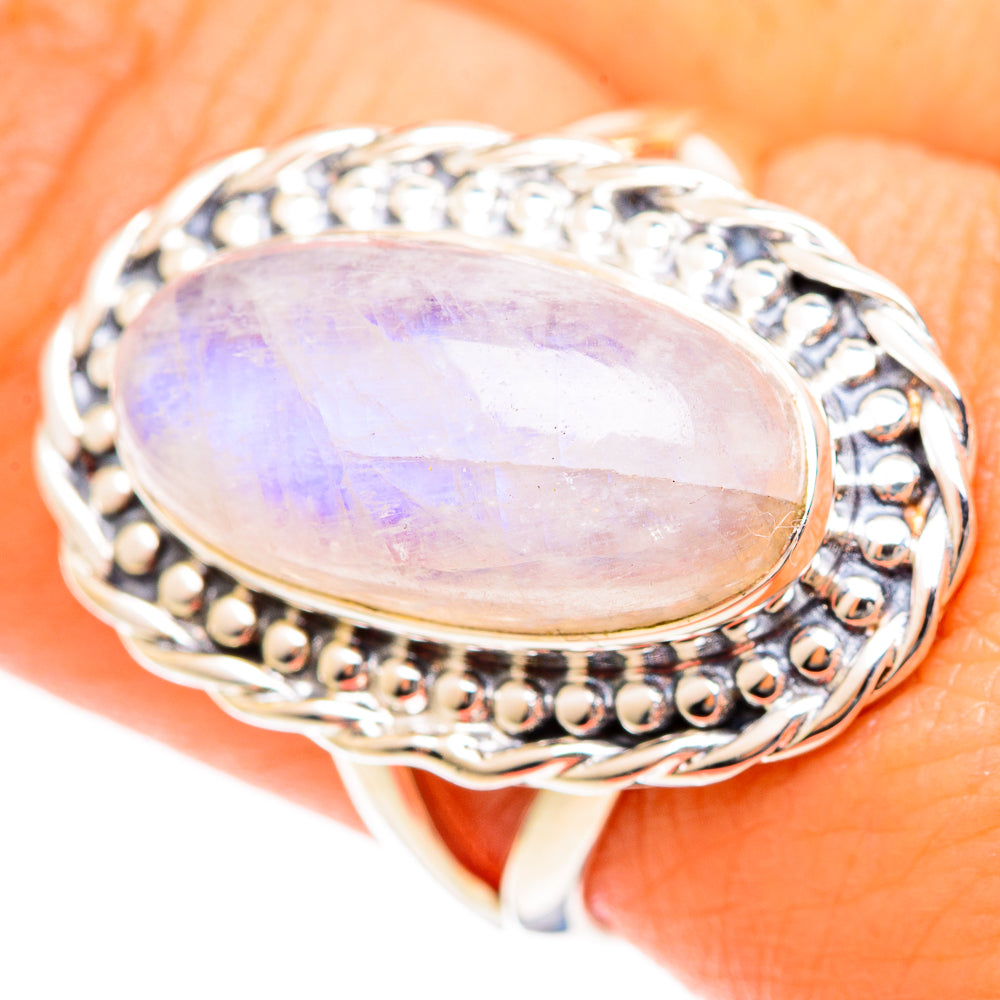 Rainbow Moonstone Rings handcrafted by Anasilvercos - RING107756