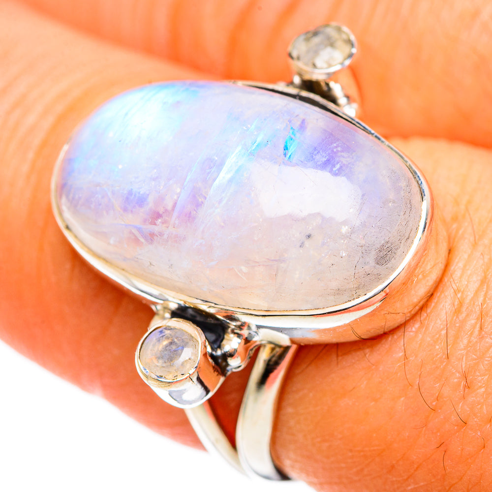 Rainbow Moonstone Rings handcrafted by Anasilvercos - RING107790