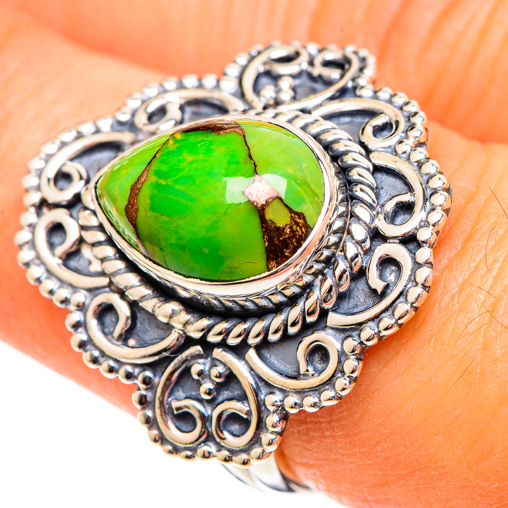 Green Copper Composite Turquoise Rings handcrafted by Anasilvercos - RING107811