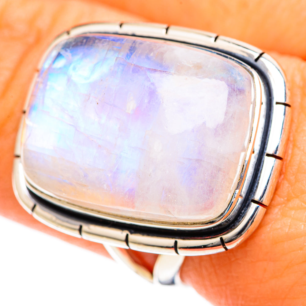 Rainbow Moonstone Rings handcrafted by Anasilvercos - RING107827