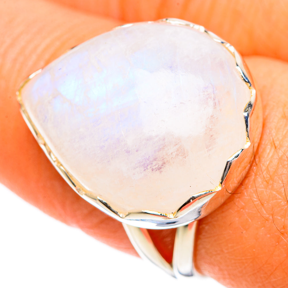 Rainbow Moonstone Rings handcrafted by Anasilvercos - RING107830