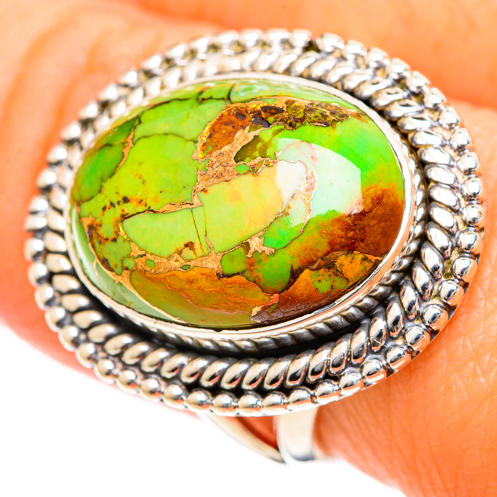 Green Copper Composite Turquoise Rings handcrafted by Anasilvercos - RING107844