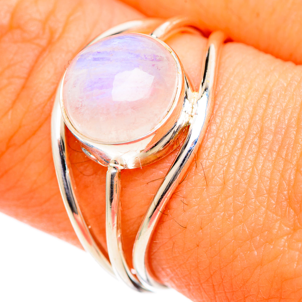 Rainbow Moonstone Rings handcrafted by Anasilvercos - RING107859