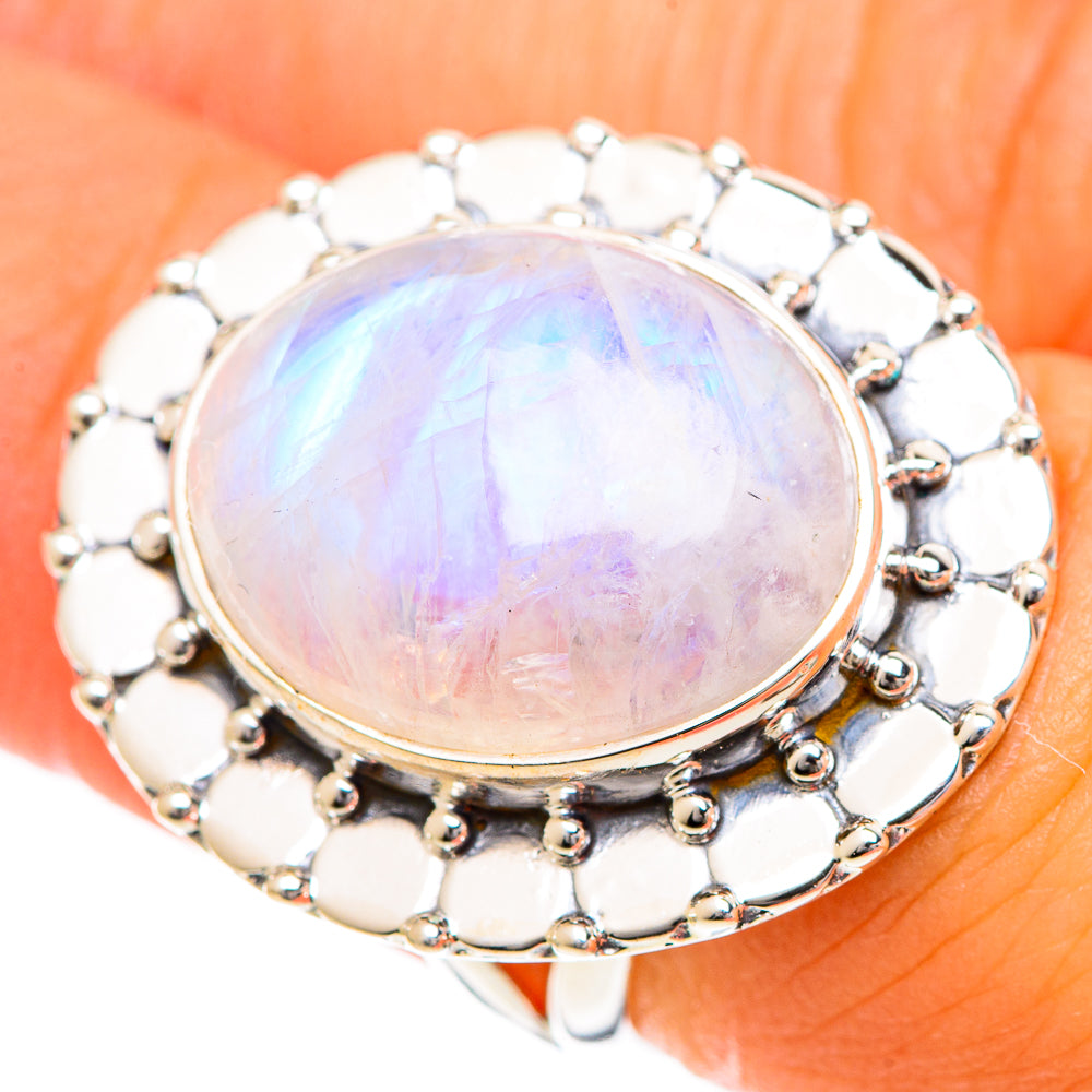 Rainbow Moonstone Rings handcrafted by Anasilvercos - RING107860