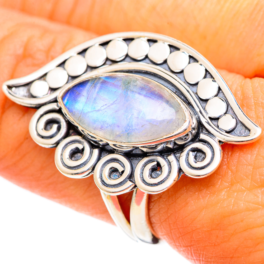 Rainbow Moonstone Rings handcrafted by Anasilvercos - RING107861