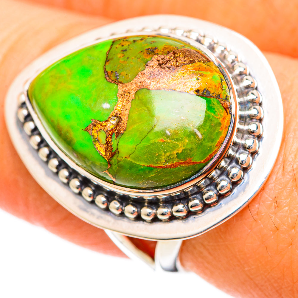 Green Copper Composite Turquoise Rings handcrafted by Anasilvercos - RING107873