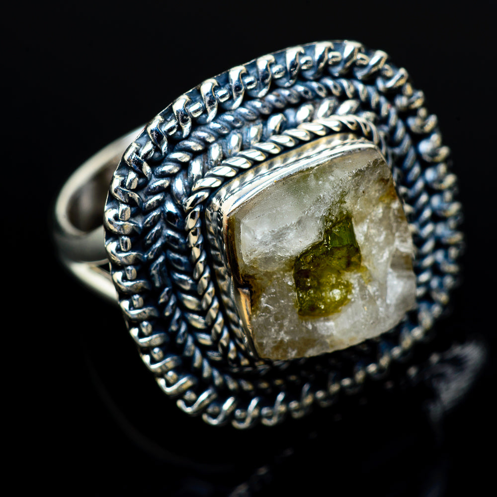 Green Tourmaliine in Quartz Rings handcrafted by Anasilvercos - RING10788