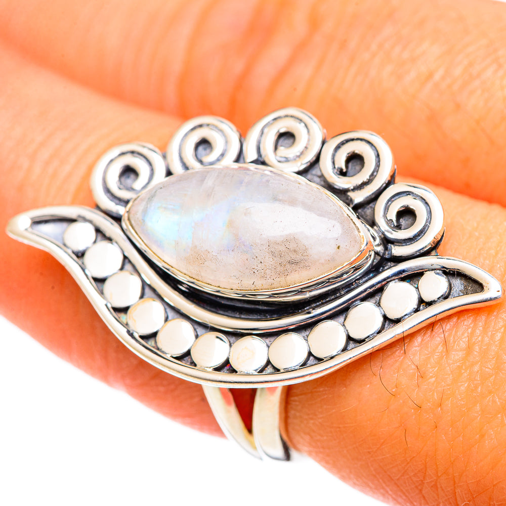Rainbow Moonstone Rings handcrafted by Anasilvercos - RING107892