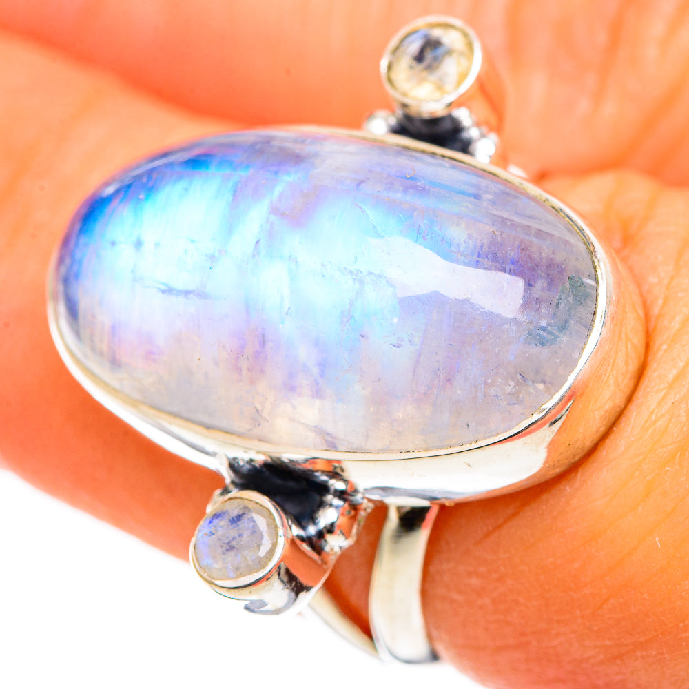 Rainbow Moonstone Rings handcrafted by Anasilvercos - RING107894