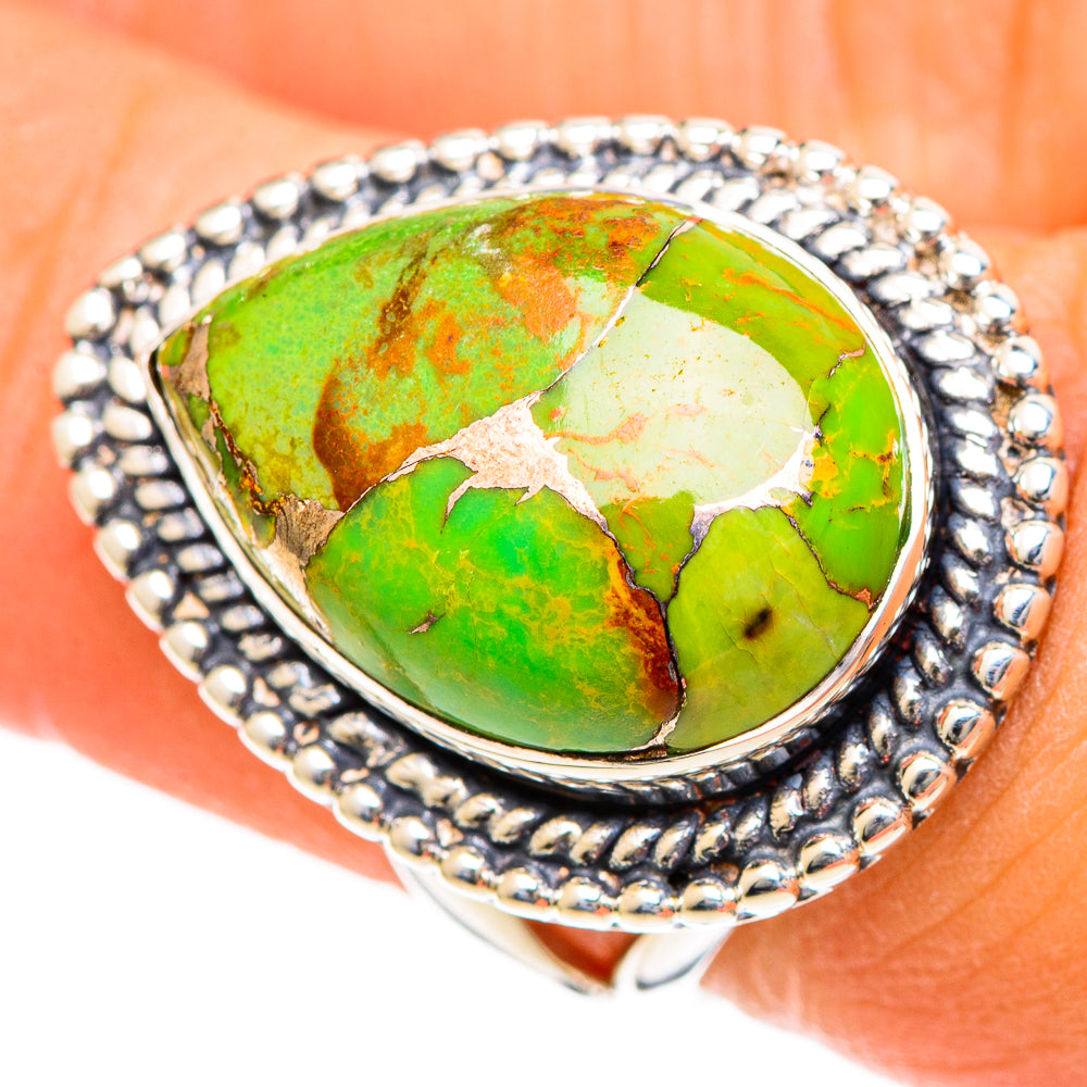 Green Copper Composite Turquoise Rings handcrafted by Anasilvercos - RING107910
