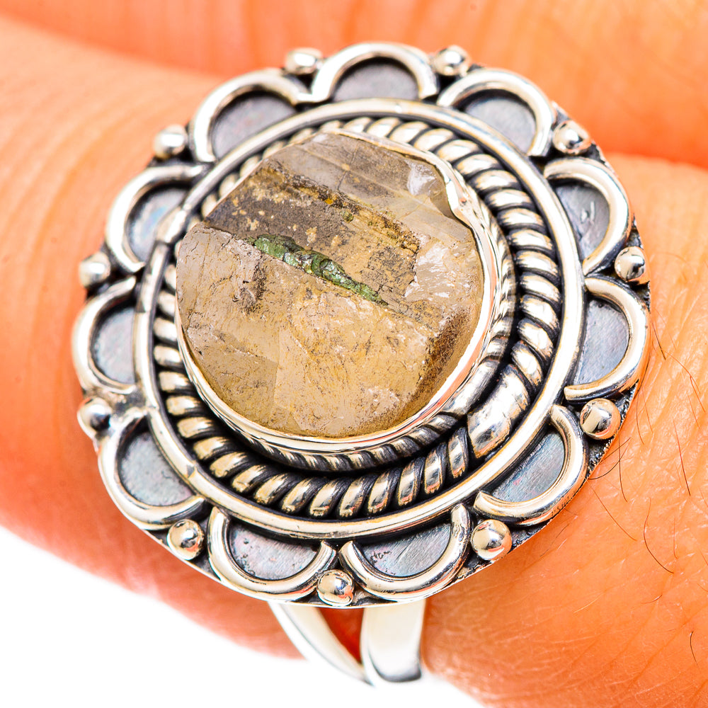 Green Tourmaline In Quartz Rings handcrafted by Anasilvercos - RING107924