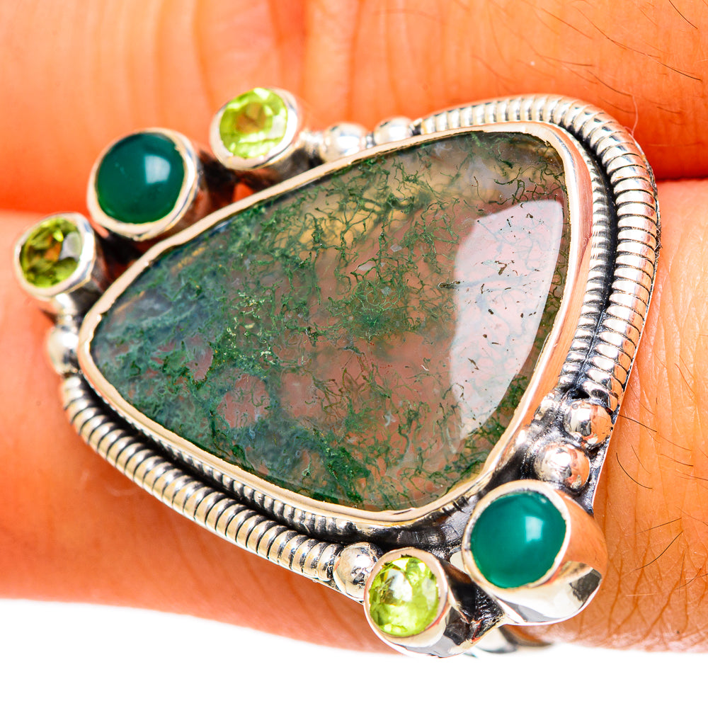 Green Moss Agate Rings handcrafted by Anasilvercos - RING107948