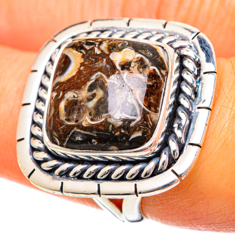Turritella Agate Rings handcrafted by Anasilvercos - RING107954