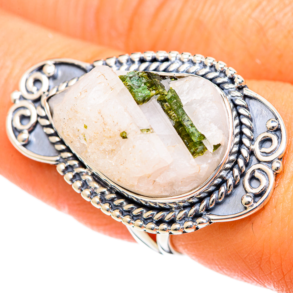 Green Tourmaline In Quartz Rings handcrafted by Anasilvercos - RING107967
