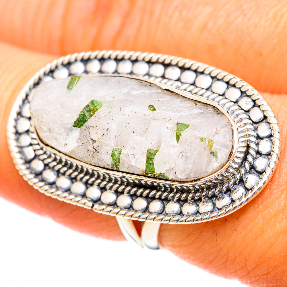 Green Tourmaline In Quartz Rings handcrafted by Anasilvercos - RING107981