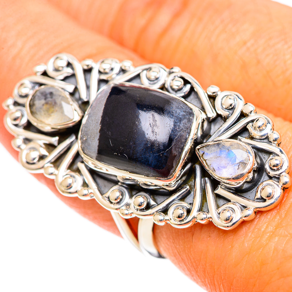 Black Agate Rings handcrafted by Anasilvercos - RING108001