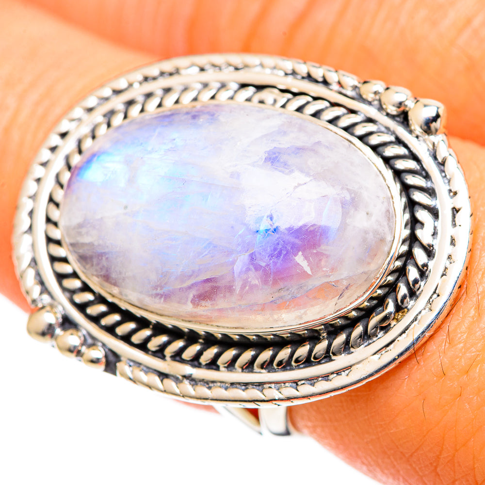 Rainbow Moonstone Rings handcrafted by Anasilvercos - RING108005
