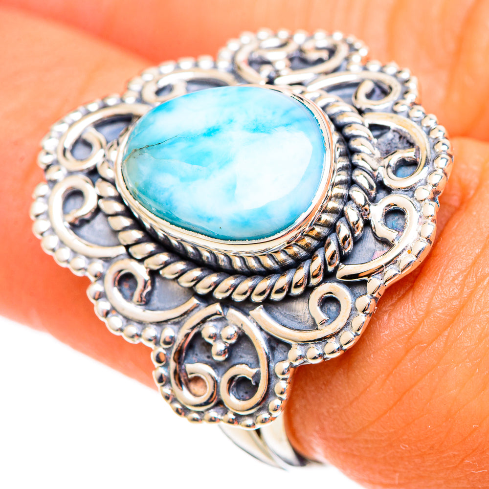 Larimar Rings handcrafted by Anasilvercos - RING108031