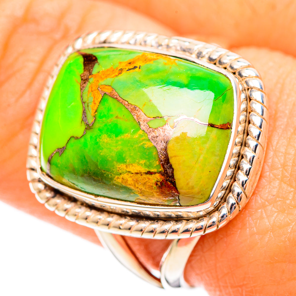 Green Copper Composite Turquoise Rings handcrafted by Anasilvercos - RING108036