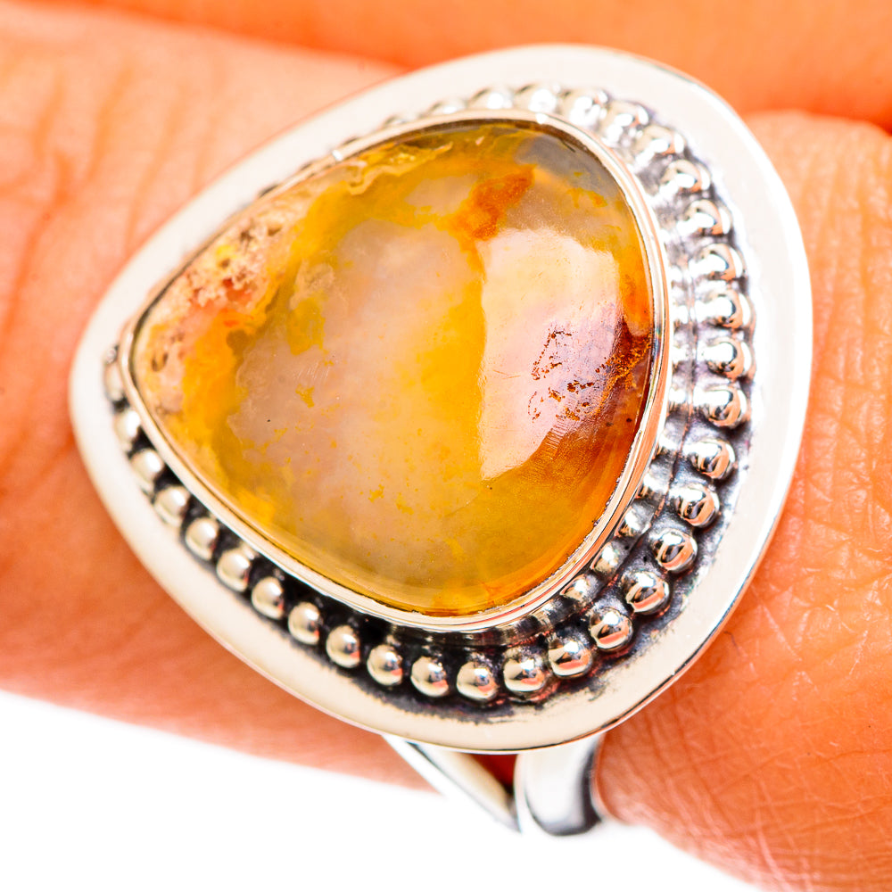 Plume Agate Rings handcrafted by Anasilvercos - RING108045