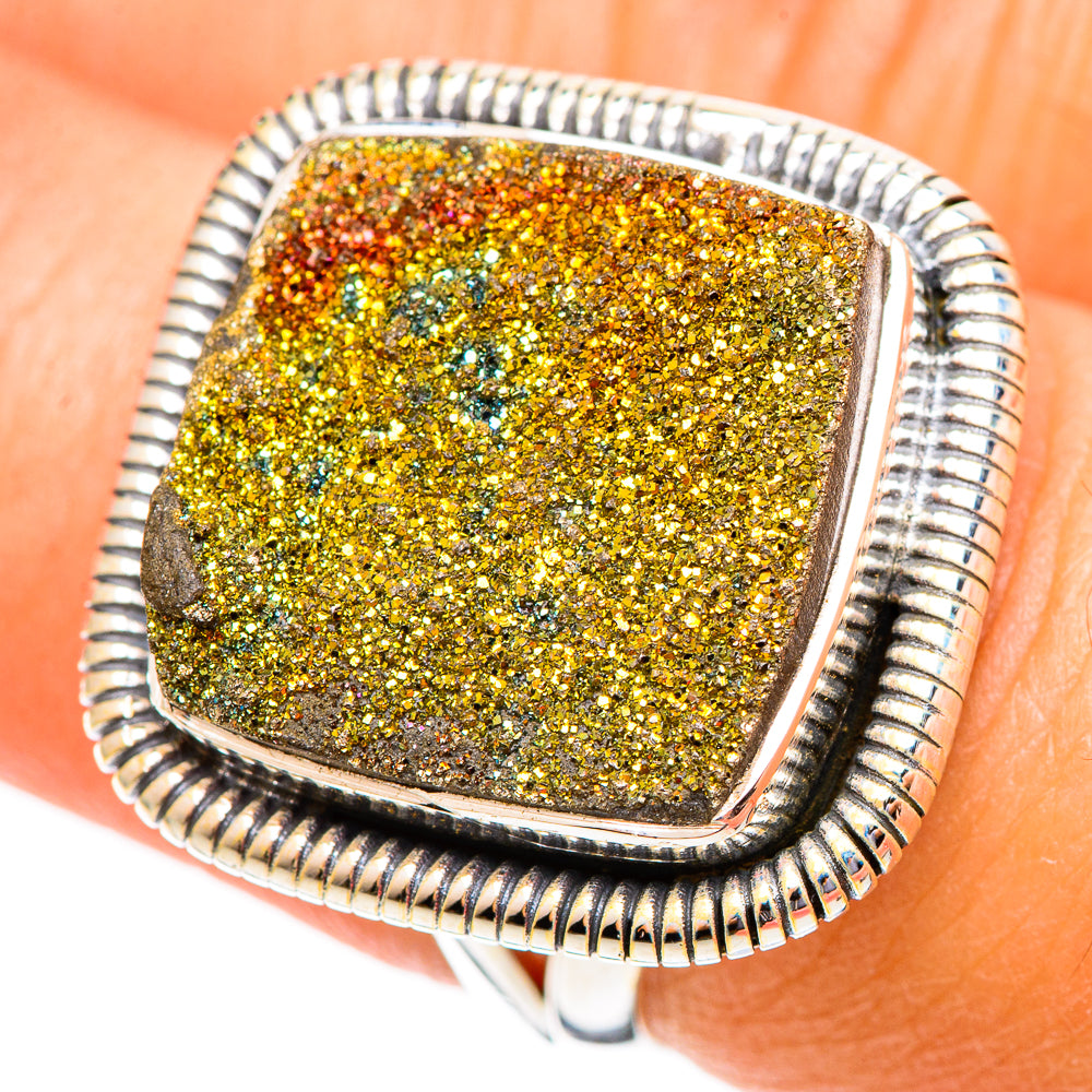 Spectro Pyrite Druzy Rings handcrafted by Anasilvercos - RING108054