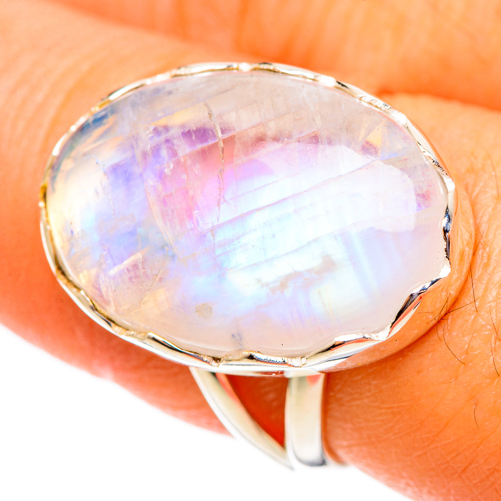 Rainbow Moonstone Rings handcrafted by Anasilvercos - RING108061